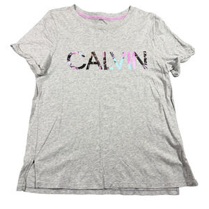Calvin Klein Women's Size M Gray Tee-Shirt Short Sleeve